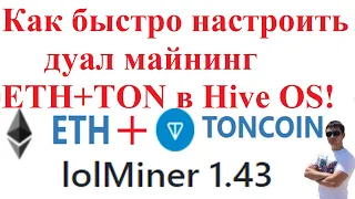 Как быстро настроить дуал майнинг  ETH+TON в Hive OS!