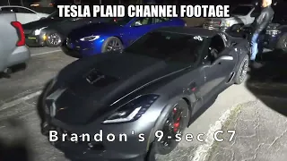 C7 Z06 vs Tesla Plaid - Best Side By Side Race EVER For TESLA PLAID CHANNEL?