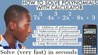 HOW TO SOLVE POLYNOMIALS IN CALCULATOR: long division of polynomials in casio fx-991 ex | Quotient