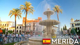 Mérida walking tour in 4K with animated map. Spain.