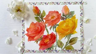 How to Paint a Rose Bouquet using Exciting New Watercolours - Real Time Narrated Tutorial