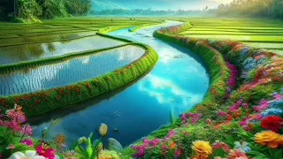 Beautiful views of rice fields and rivers - No Copyright