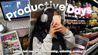 *realistic* PRODUCTIVE DAYS IN MY LIFE 🌱💻 (5am routine, cleaning, editing, unboxing, hygiene, etc)