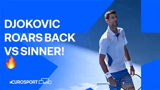 Novak Djokovic saves match point and wins third set vs Jannik Sinner 👏 | Australian Open 2024 🇦🇺