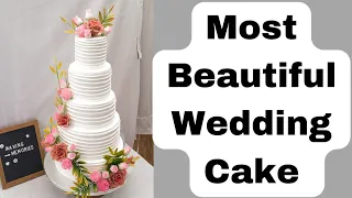 How To Make Most Beautiful Wedding Cake With Edible Flowers? | 5 Tier Cake.