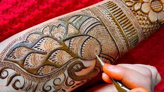 Beautiful peacock mehndi design | Bridal mehndi design | Full hand mehndi design | Blooming ideas