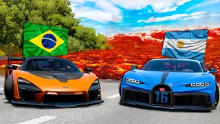 CARROS da COPA FUGINDO do TSUNAMI de LAVA! BeamNG.drive Multiplayer