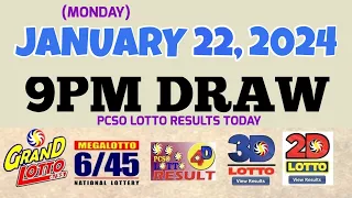 Lotto Result Today 9pm draw January 22, 2024 6/55 6/45 4D Swertres Ez2 PCSO#lotto