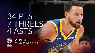 Stephen Curry 34 pts 7 threes 4 asts vs Pistons 23/24 season