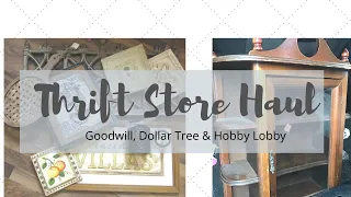 THRIFT STORE HAUL  + DOLLAR TREE & HOBBY LOBBY CLEARANCE FINDS | HOME DECOR HAUL