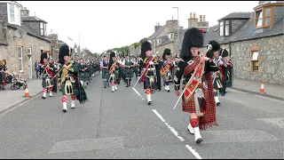 Scotland the Brave by the Massed Pipes and Drums on the march after 2022 Dufftown Highland Games