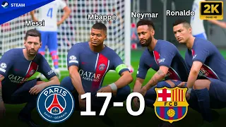 FIFA 24 - What happen if Ronaldo Messi Neymar and Mbappe play together | PSG vs. Barcelona - UCL