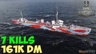 World of WarShips | Kamikaze R | 7 KILLS | 161K Damage - Replay Gameplay 4K 60 fps