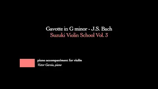 3. Gavotte in G minor - J.S. Bach // SUZUKI VIOLIN BOOK 3 [PIANO ACCOMPANIMENT]