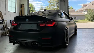 The Most Menacing M4 Ever! Matte Black Vinyl Wrap / Lots of carbon fiber / Slammed