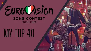 Eurovision 2022 | My Top 40 Ranking