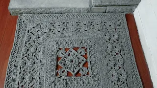 crochet home rug #26 square pattern/gehaakte mandala/mandala de ganchillo