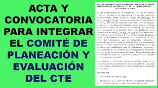 CÓMO INTEGRAR EL COMITÉ DE PLANEACIÓN Y EVALUACIÓN DEL CTE. ACTA Y CONVOCATORIA (ACUERDO 05/04/24).