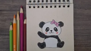 How to draw a cute panda 🐼 #drawing #art #viralvideo #viral #trending #kidsdrawing