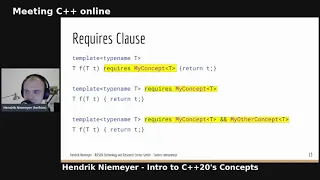 Intro to C++20's Concepts  - Hendrik Niemeyer - Meeting C++ online