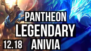 PANTHEON vs ANIVIA (MID) | 9 solo kills, Legendary, 23/6/13, 300+ games | EUW Diamond | 12.18