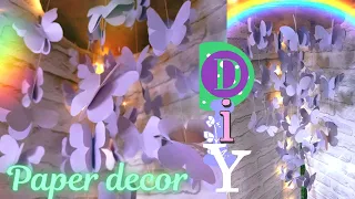 Подвеска из бумаги - бабочки  | DIY | Paper butterfly waterfall