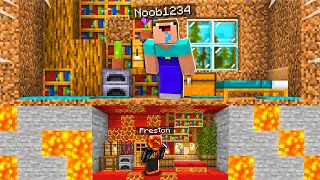 I Built a TINY House Under Noob1234's Minecraft House!