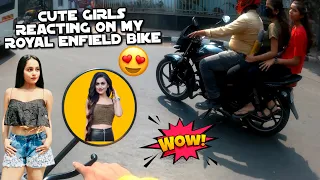 My 1st Motovlog 😍 - Cute Girls Reacting On My Royal Enfield Classic 350 Stealth Black❤️-Reactions😍