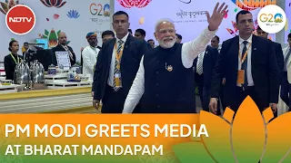 PM Modi Greets Journalists At G20 Summit Venue's International Media Centre