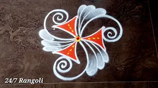 2 Cute Simple Muggulu Design🍀Daily Use Kolam Designs 🍀 24/7 Rangoli 🌺 Latest Muggulu Design #rangoli