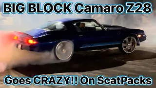 BIG BLOCK Camaro Z28 Destroys Scatpacks & R/T Chargers in the burnout PIT