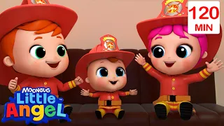 Let's Play Pretend Firefighters | Little Angel Sing Along Songs for Kids | Moonbug Kids Karaoke Time