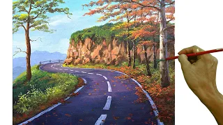 Acrylic Landscape Painting in Time-lapse / Empty Road / JMLisondra