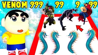 SHINCHAN and CHOP Training FLASH, IRONMAN, HULK SUPER HEROES in Merge Master Gameplay in Hindi