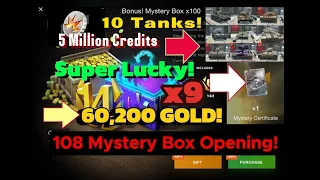 wot Blitz Crate Opening 108 Container Opening Mystery Boxes 60,200 GOLD 10 Tanks in 4K!