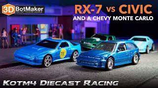 RX-7 vs Civic & Chevy (KotM4 T2-4) Modified Diecast Racing
