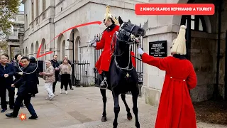 Never seen 2 King's Guards Reprimand a Tourist as Horse Goes Wild at Horse Guards in London