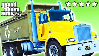 GTA 5 DUMP TRUCK RAMPAGE FIVE STAR POLICE RUN!!! Crazy Unstoppable Garbage Truck Chase!