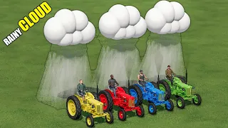 Transport With COLORS | Mini Tractors Washing With Rainy Cloud | Farming Simulator 22