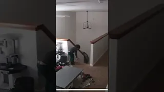 Kid falls down stairs 😂😂😂