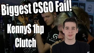 Karrigan Massive Fail (KennyS 1v2 1hp clutch) Biggest CS GO Fail Ever?