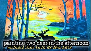 painting two deer in the afternoon