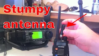 Baofeng UV-5R Amateur Radio antenna comparison, stock antenna versus stumpy airsoft antenna