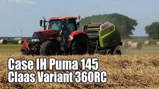 Case IH Puma 145 z prasą Claas Variant 360RC – żniwa 2020