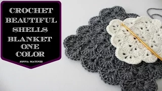 How To Crochet A Beautiful Shells Blanket In One Color | How to crochet a blanket | Shells Stitch