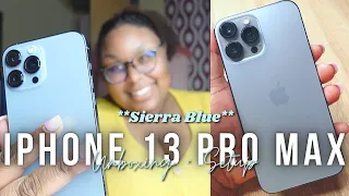 IPHONE 13 PRO MAX **SIERRA BLUE** | UNBOXING & SETUP | COMPARING 11 PRO MAX, CAMERA TESTING, + MORE!