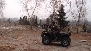 Донецк аэропорт квадроцикл ополчения ДНР ведет огонь Donetsk airport  Combat quad bike