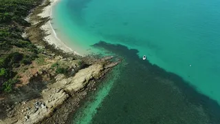 Exploring and camping on the Keppel islands Great Barrier Reef, drone footage