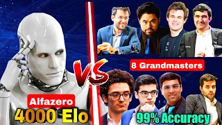 8 Grandmasters Together Play Against Alfazero (4000 Elo) | chess video | chess clip | levy | chess