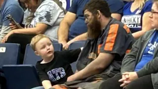 Coal Miner Covered in Dust Takes His Son to Basketball Game